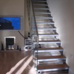 Terraced house floating staircase.