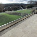 Floating glass balcony.