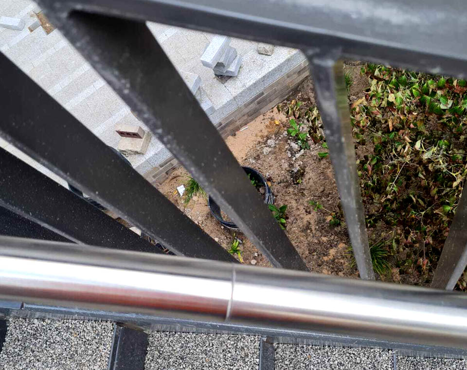 Courtyard staircase and bespoke entry system at the Kangaroo Works in Sheffield