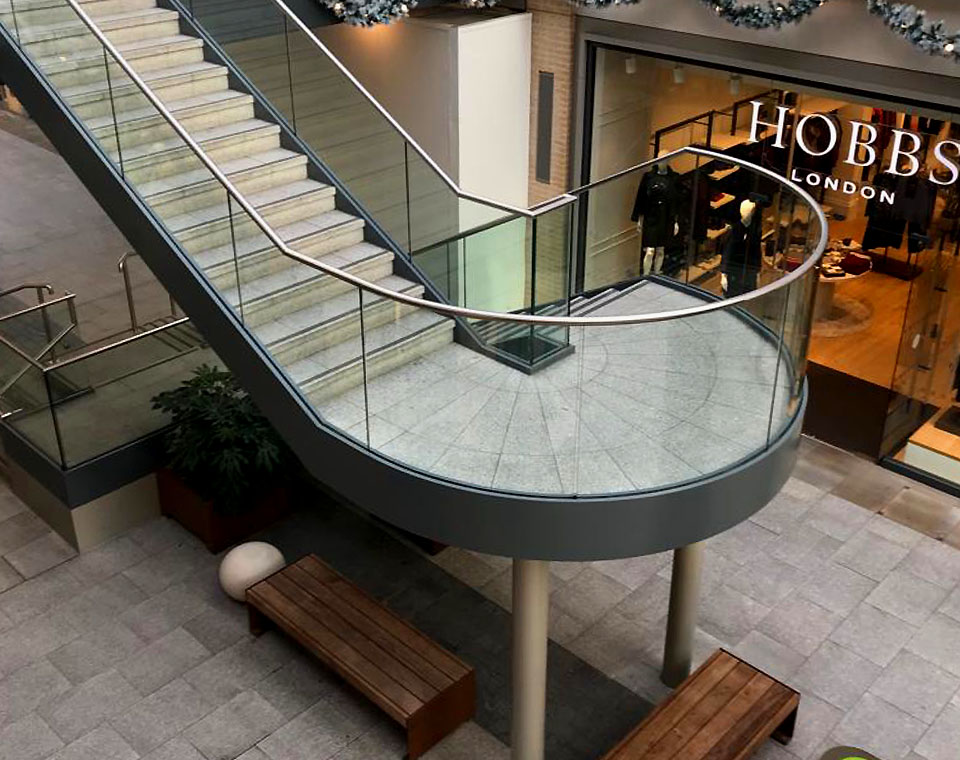 Glass & Steel Frame Staircase - Westgate Shopping Centre, Oxford